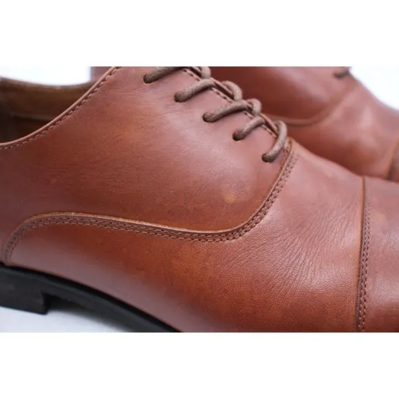 Frye Cognac Tan Scott Men's Size 10.5 Cap Toe Lace Leather Oxford Dress Shoes